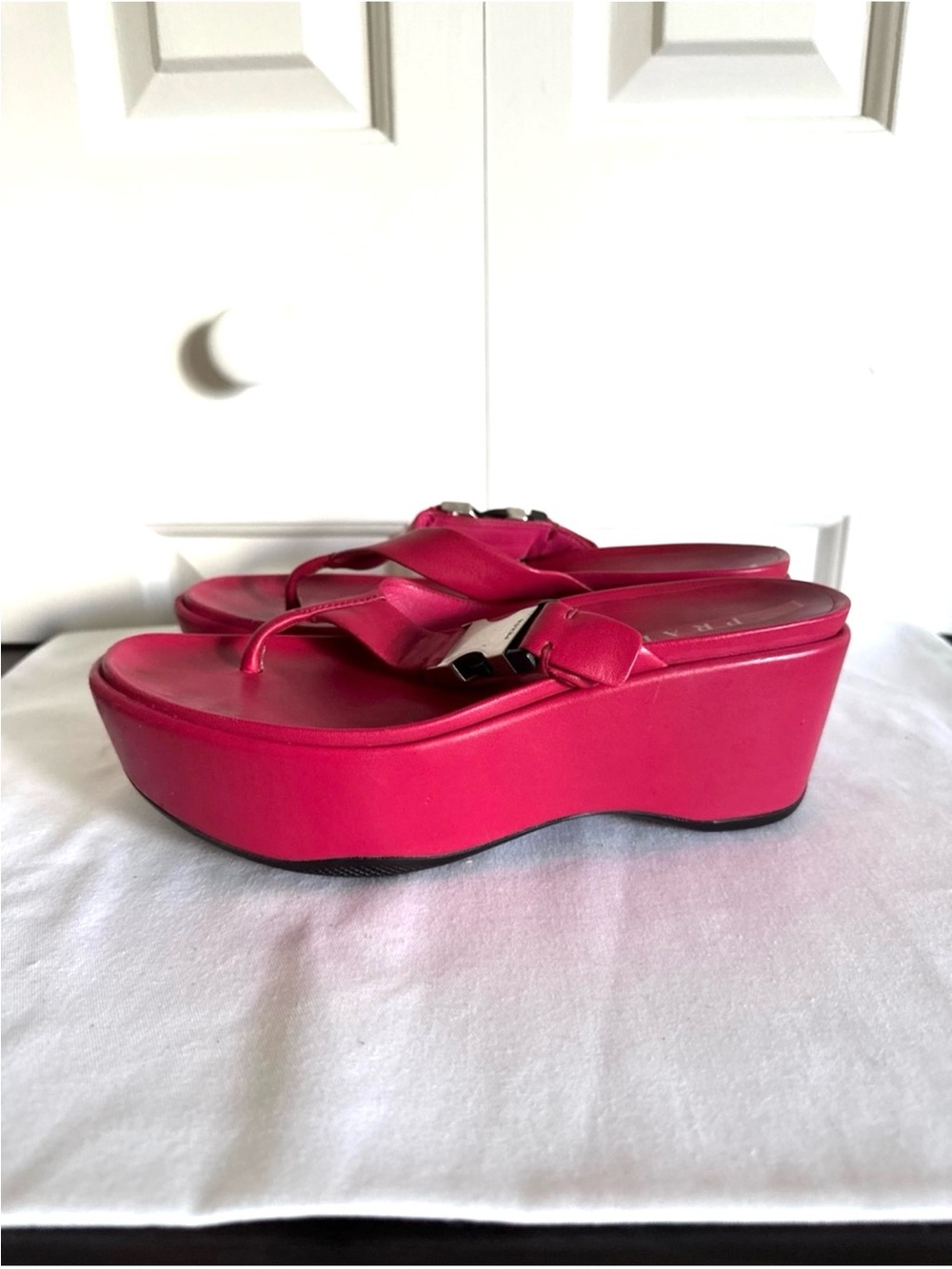 Prada Hot Pink Platform Thong Sandals 7/37